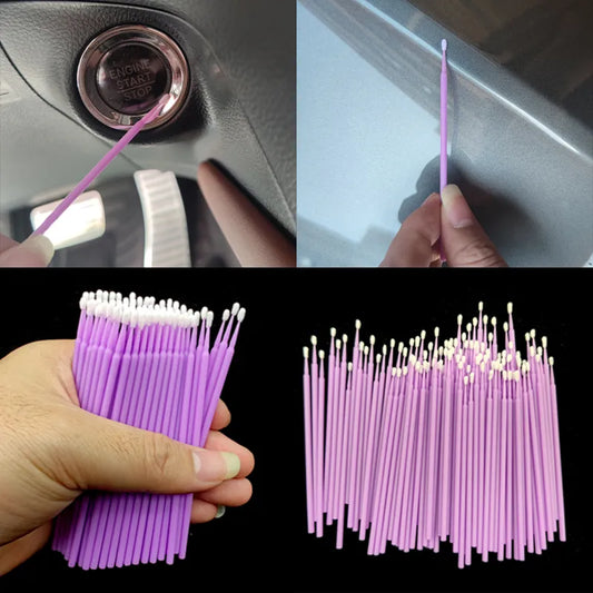100Pcs 1.5mm Mini Car Touch Up Paint Micro Brush Tips - Purple Auto Applicator Sticks for Detailing - Micro Brush Car Products