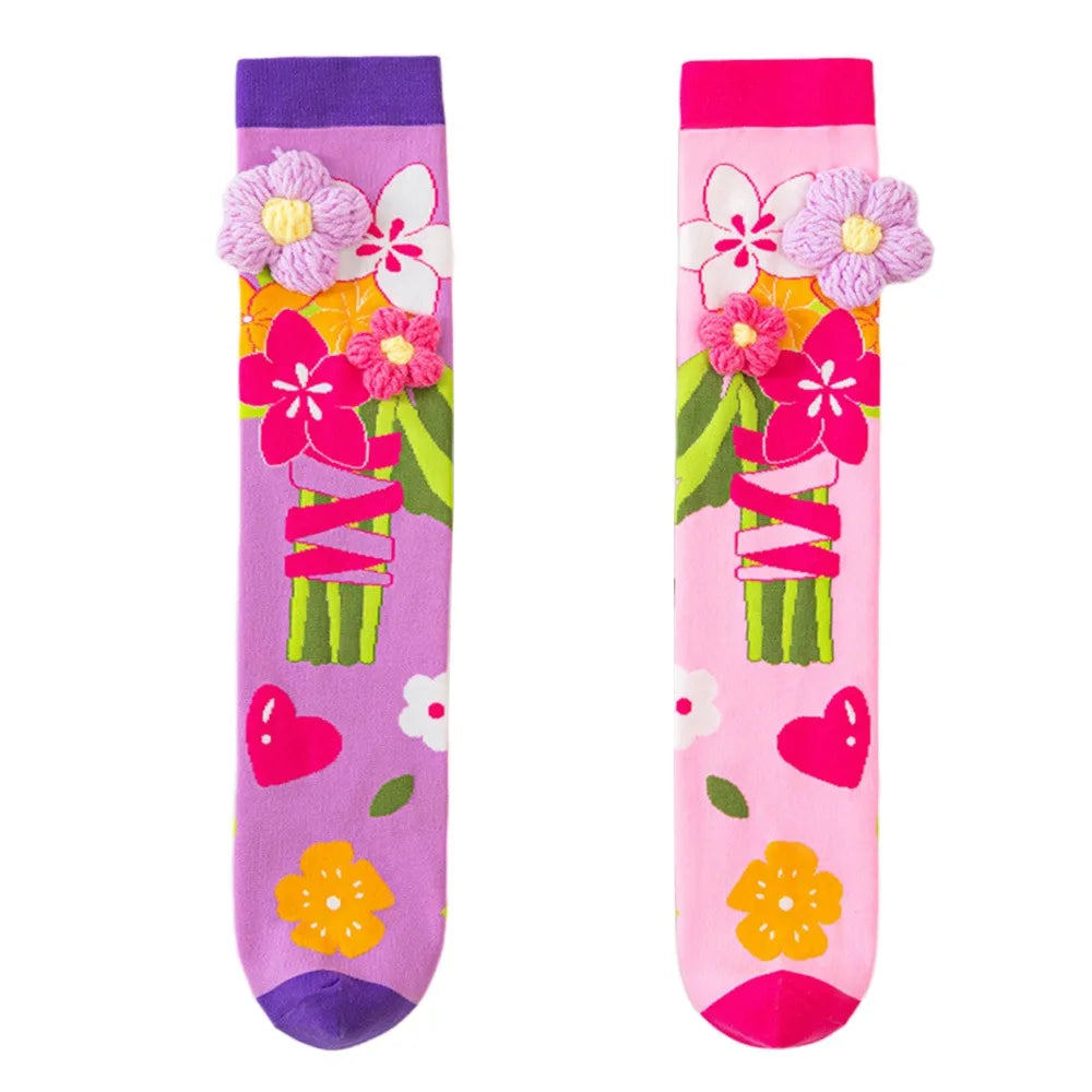 Cute Cartoon Penguin & Koala Knee-High Socks – Breathable 3D Long No-Heel Socks for Kids