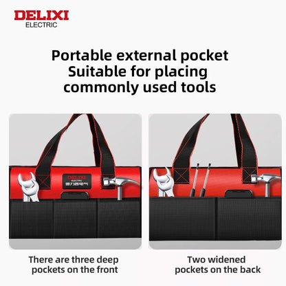 DELIXI ELECTRIC Tool Bag - 13/14-Inch Wide-Mouth Multi-Pocket Zipper Organizer