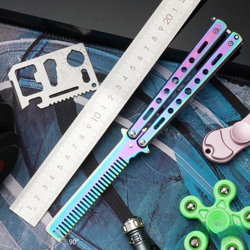 Butterfly Folding Comb for Men - Portable Metal Tip Comb, Convenient Carry Design