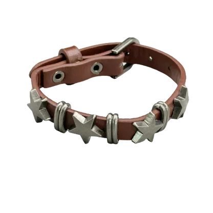Punk Rock Hip Hop PU Leather Bracelet – Unisex Skull, Pentagram & Rivet Chain Bracelet, Trendy Party Jewelry Accessory