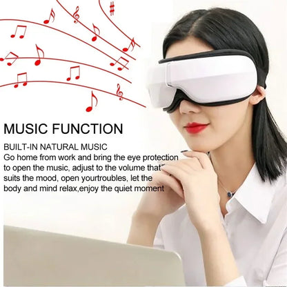 6D Rechargeable Eye Massager – Vibrating Hot Compress with Bluetooth Music for Relaxation, Sleep Improvement & Eye Care