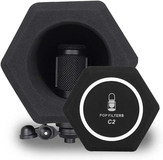 Microphone Pop Filter Wind Shield – Acoustic Foam Sound-Absorbing Vocal Isolation Cover for Studio Recording Microphones
