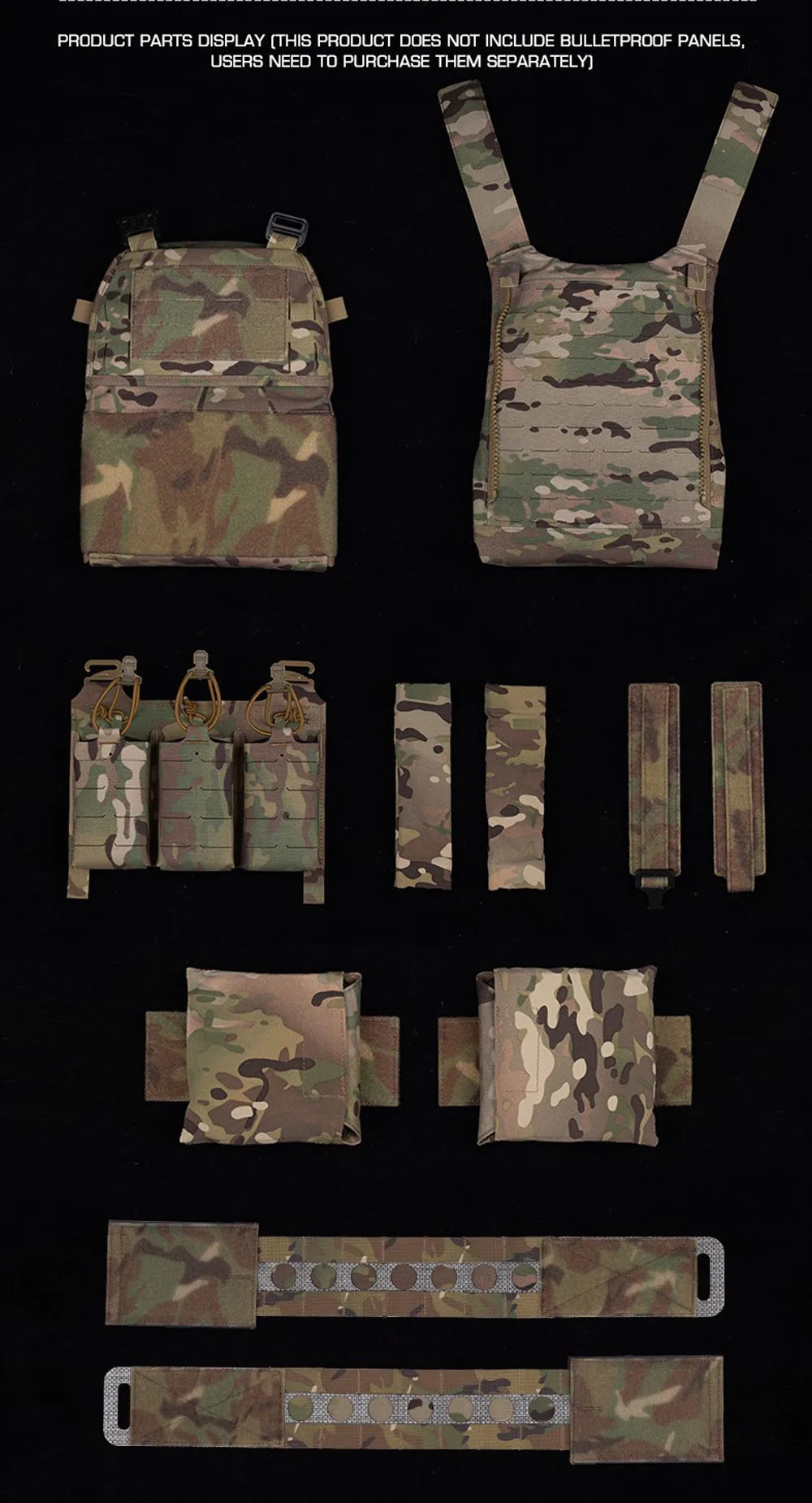 Tactical Vest Ferro Plate Carrier V5 – Military Hunting Airsoft Body Armor with Portable MOLLE System & Triple Magazine Pouch