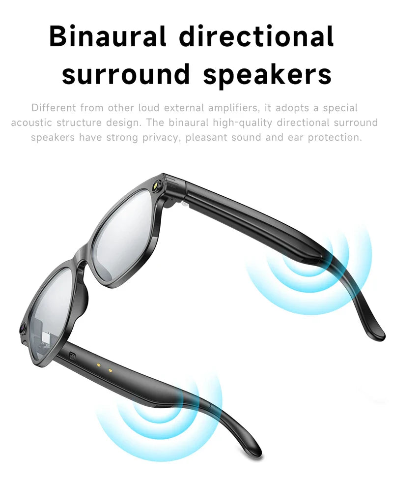 AI Smart Glasses — 8MP Camera Bluetooth Sunglasses with Audio, Video, Calls, Music Player, Multifunctional Wearable