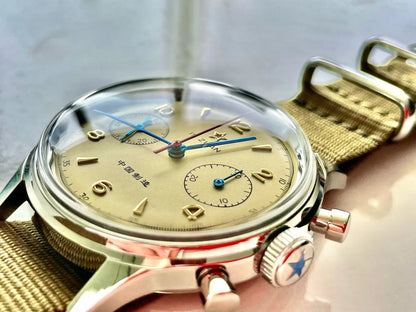 RED STAR 1963 Men's Chronograph Watch - 38mm Pilot Design with Seagull ST1901 Movement & Sapphire Glass