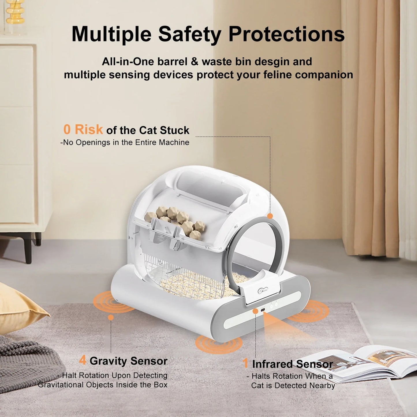 DOEL Automatic Self-Cleaning Cat Litter Box – App-Controlled Smart Toilet with Litter Mat for Multiple Large Cats