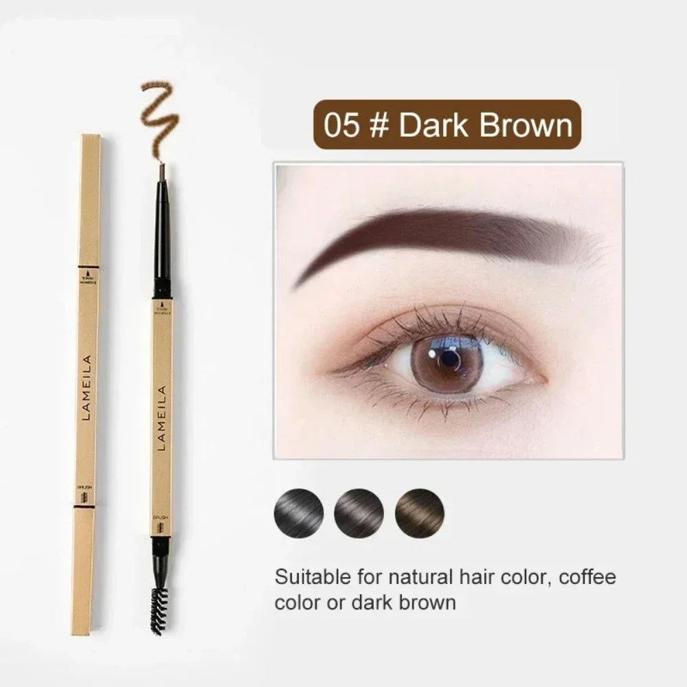 5-Color Dual-Head Eyebrow Pencil with Brush – Waterproof, Sweatproof Eyebrow Gel & Tattoo Pencil for Long-Lasting Natural Makeup
