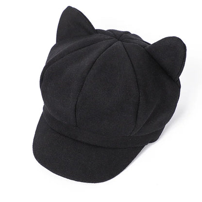 Autumn Winter Wool Newsboy Cap – Solid Octagonal Beret Hat for Women & Men, Casual Painter Style