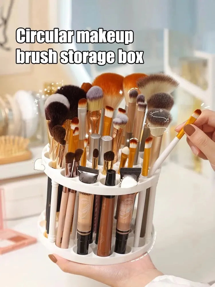 Makeup Brush Storage Rack - Desktop Cosmetics Organizer for Lipstick, Brushes, and Dressing Table