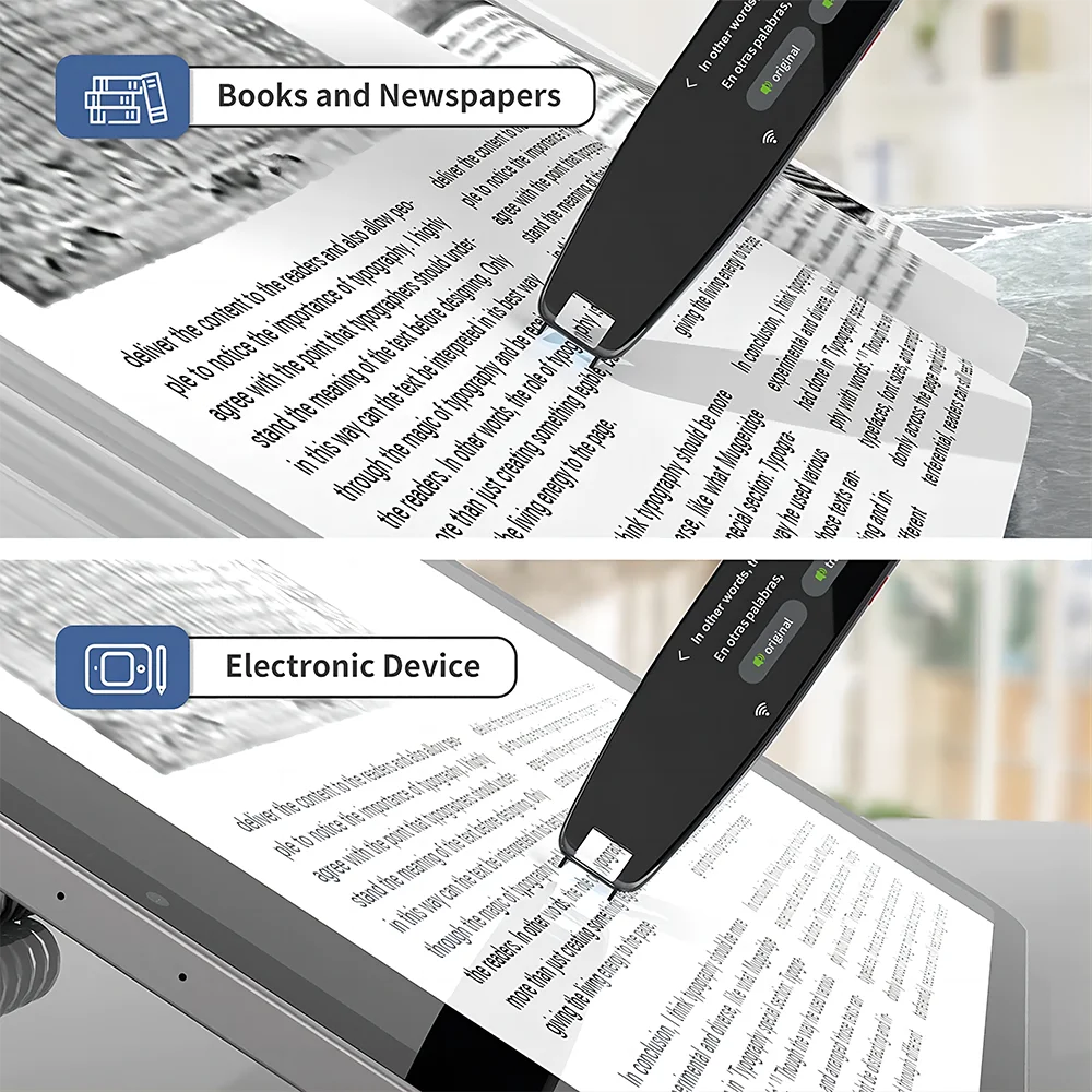 HONGTOP Smart Voice Scan Translator Pen - Multifunctional Real-Time Translation in 121 Languages - Business Dictionary Tool