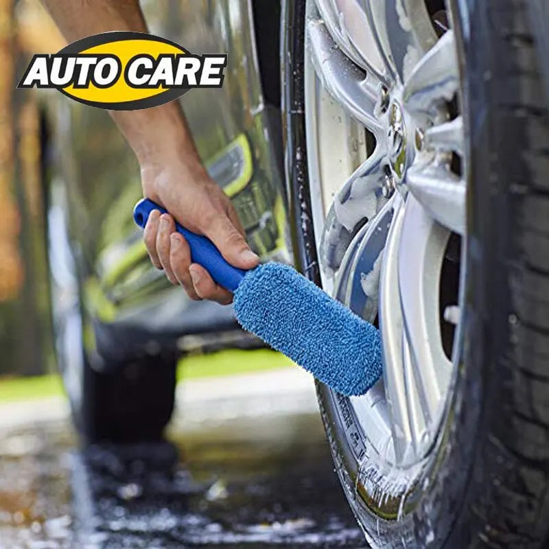 2-Piece Car Wash Brush Set - Microfiber Tire Scrubber Wheel Brush and Trunk Dust Remover, Detailing Clean Tool, Car Cleaning Tools