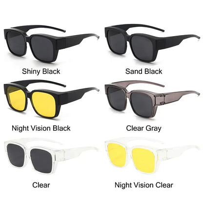 UV Protection Fit Over Glasses Sunglasses - Polarized Wrap Around Square Shades | Wearable Over Prescription Glasses