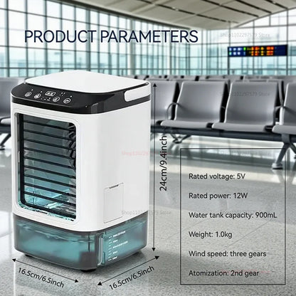 Portable Mini Desktop Air Cooler Fan – Silent USB-Powered Fan with Spray Humidifier for Cooling and Moisturizing Home or Office