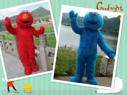 Elmo Mascot Costume - Long Fur Halloween Carnival & Party Cosplay Outfit