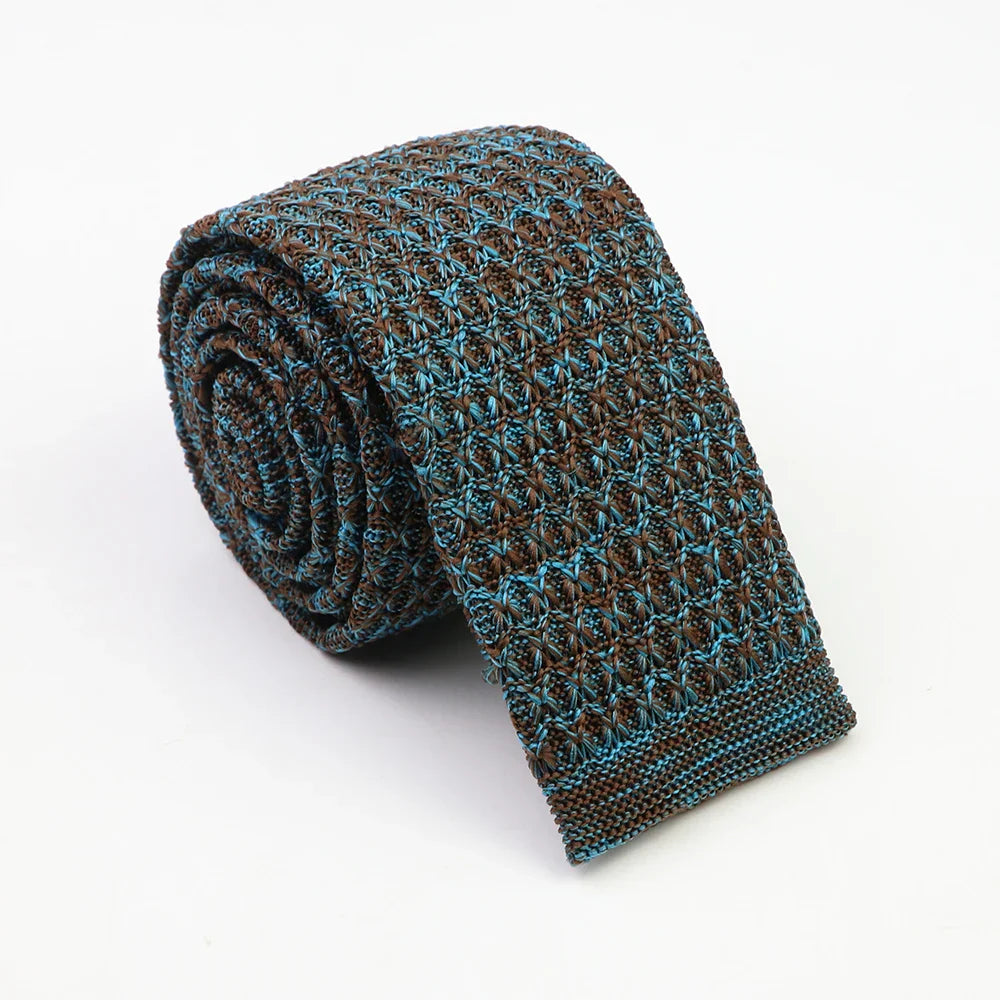 Classic Knit Neck Tie for Men — 6cm Plaid & Dots Casual Business Wedding Tie