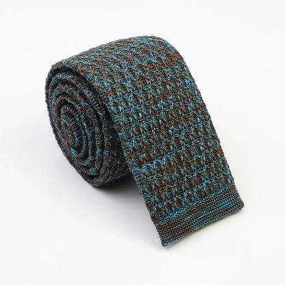 Classic Knit Neck Tie for Men — 6cm Plaid & Dots Casual Business Wedding Tie