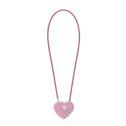 Love-Shaped Heart Code Padlock – Wedding Gift with Password Lock, Long Wire Rope for Trolley Case & Security