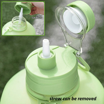 2-Liter Sports Water Bottle with Straw: Large Capacity Fitness Gradient Kettle - Outdoor Plastic Portable Hydration Companion with Scale