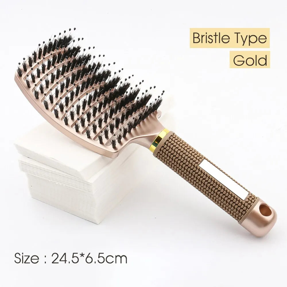 Detangling Hair Brush & Comb Set for Women - Bristle & Nylon Wet Massage Comb - Curly Hair Styling Tools