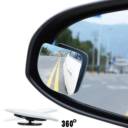 2pcs Universal Glass Car Blind Spot Mirrors – 360° Adjustable HD Wide-Angle Rearview for All Cars