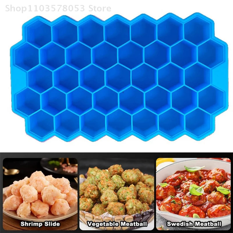 37-Grid Silicone Meatball Mold with Lid — Honeycomb Rice Ball Maker for Fish Balls, Beef Balls, and Kitchen Meat Tools