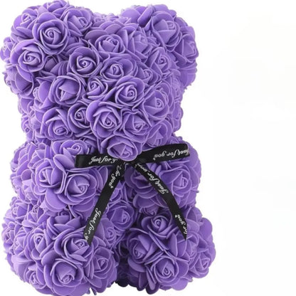 Forever Rose Teddy Bear – Artificial Flower Gift for Mom & Special Occasions