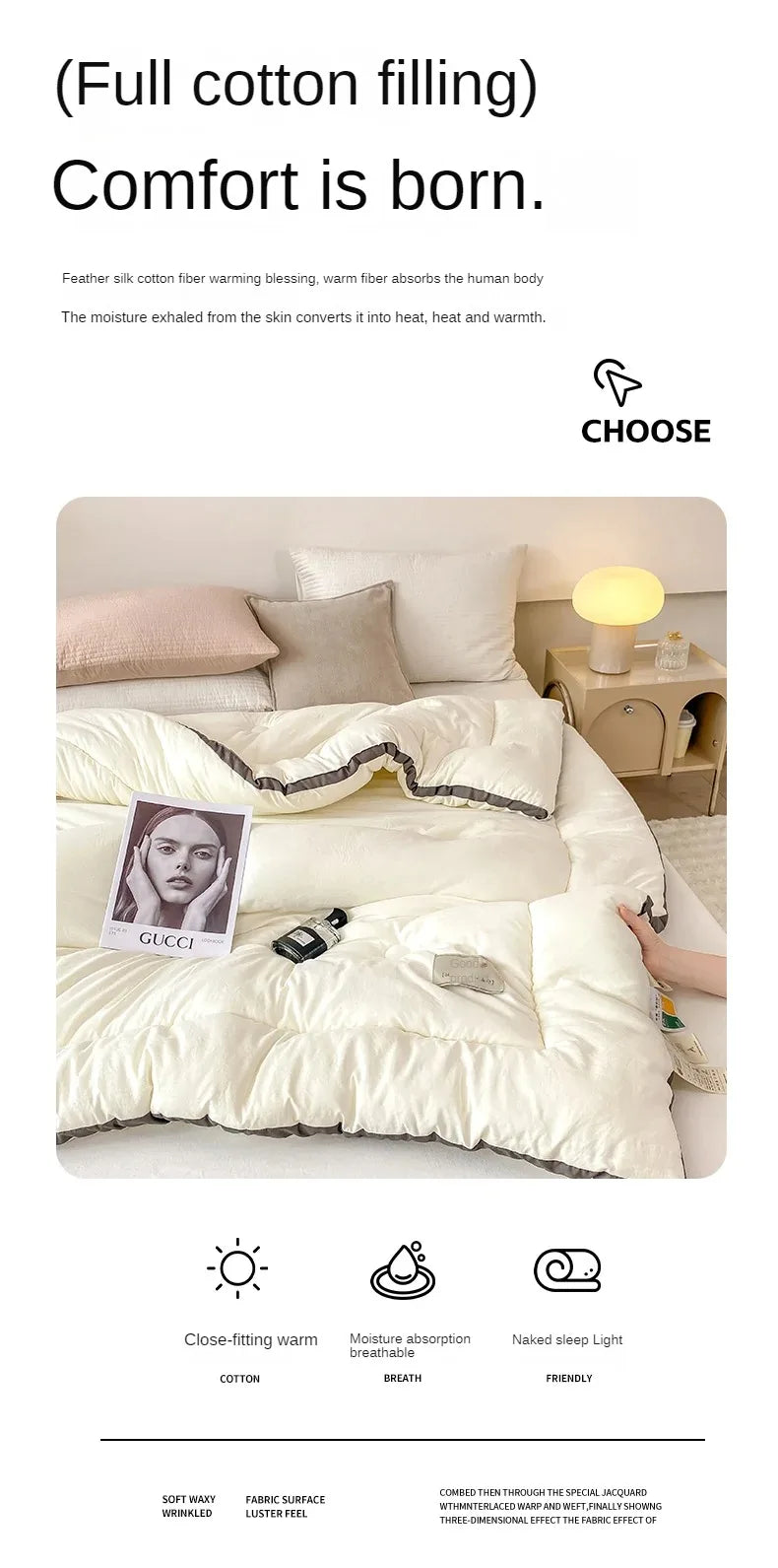 Soybean Fiber Cotton Quilt – All-Season Universal Winter, Spring & Autumn Comfort, Thickened & Warm Quilt Core