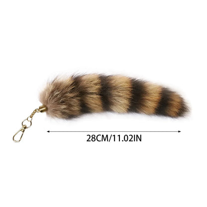 Plush Fur Tail Keychain - Soft Fluffy Faux Fur Bag Charm Pendant for Girls & Children 28cm