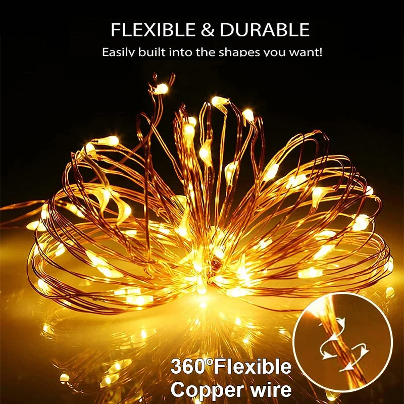 Solar LED String Lights - Waterproof Outdoor Garden, Patio & Christmas Decor