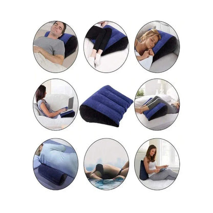 Inflatable Travel Pillow – Multifunctional Body & Lumbar Support, Yoga Pillow & Air Cushion for Travel Positions, Triangular Design