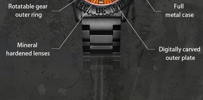 Addies Men's Military Watch - Luminous, Multi-Functional Quartz with Nylon & Steel Strap, Waterproof Outdoor Sports Watch