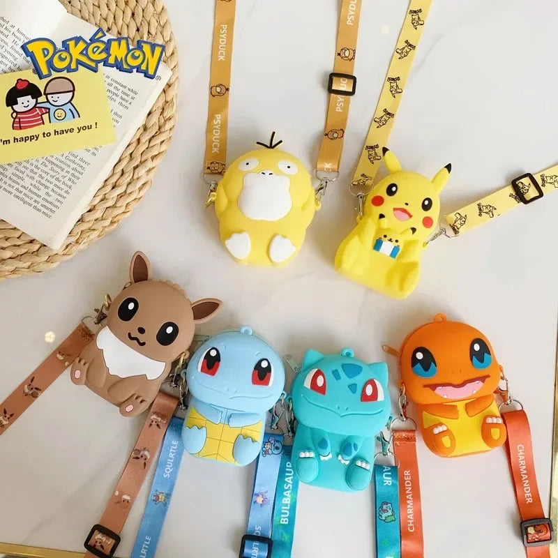 Cute Pikachu Silicone Purse – Pokémon Anime Shoulder Bag for Kids, Small Storage Princess Messenger Gift