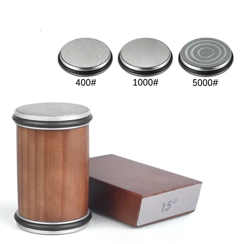 Rolling Diamond Knife Sharpener with Magnetic Holder – 15° & 20° Angle Roller Kitchen Sharpening Stone Kit