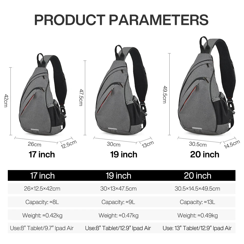Mixi Men’s One Shoulder Backpack - Women’s Sling Bag, Crossbody with USB, Versatile for Cycling, Sports, Travel, and School