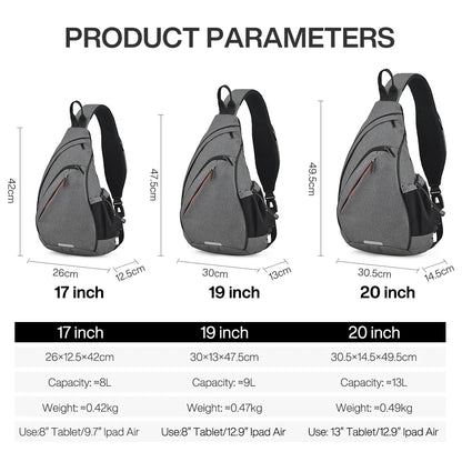Mixi Men’s One Shoulder Backpack - Women’s Sling Bag, Crossbody with USB, Versatile for Cycling, Sports, Travel, and School