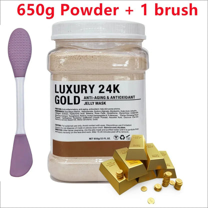 650g Chamomile Hyaluronic Acid Jelly Mask – Rose Moisturizing Facial Powder with Silicone Brush for Skin Elasticity