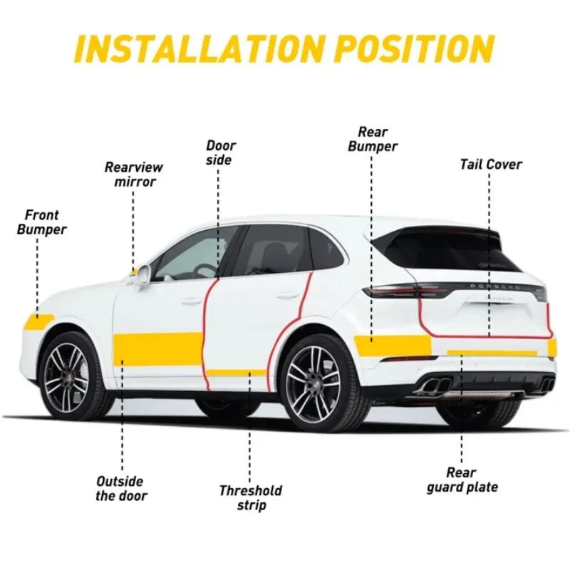 1PC Carbon Fiber Car Sticker | Pasting Protective Strip | Sill Rearview Mirror Anti-Scratch Tape | Waterproof Film