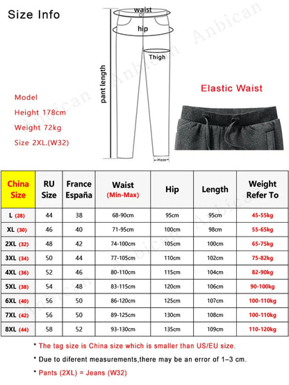 Winter Men’s Fleece Sweatpants — Thick Warm Joggers with Zip Pockets, Cotton Casual Track Pants, Plus Size 6XL-8XL