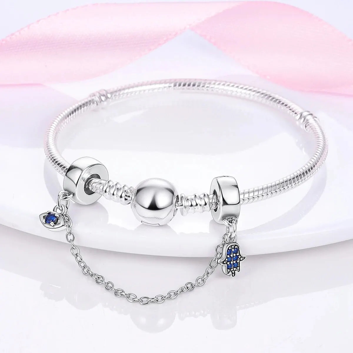 MULA Chameleon Silver-Plated Charm with Color-Changing Crystal Ball - DIY Snake Chain Bracelet Jewelry Gift for Women