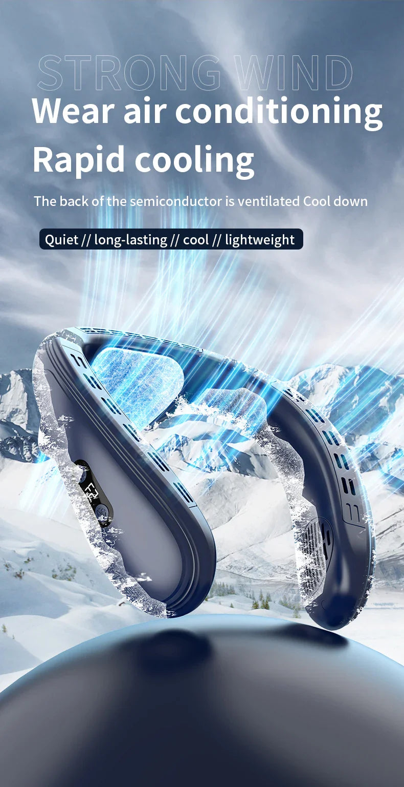 Portable Neck Fan 5200mAh – Rechargeable Wearable Semiconductor Cooling Fan, Personal Outdoor Neck Air Conditioner