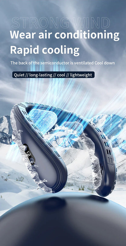 Portable Neck Fan 5200mAh – Rechargeable Wearable Semiconductor Cooling Fan, Personal Outdoor Neck Air Conditioner