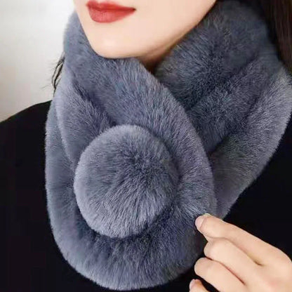 Women's New Rabbit Fur Scarf - Soft and Warm Furry Neck Warmer for Winter Casual Wear
