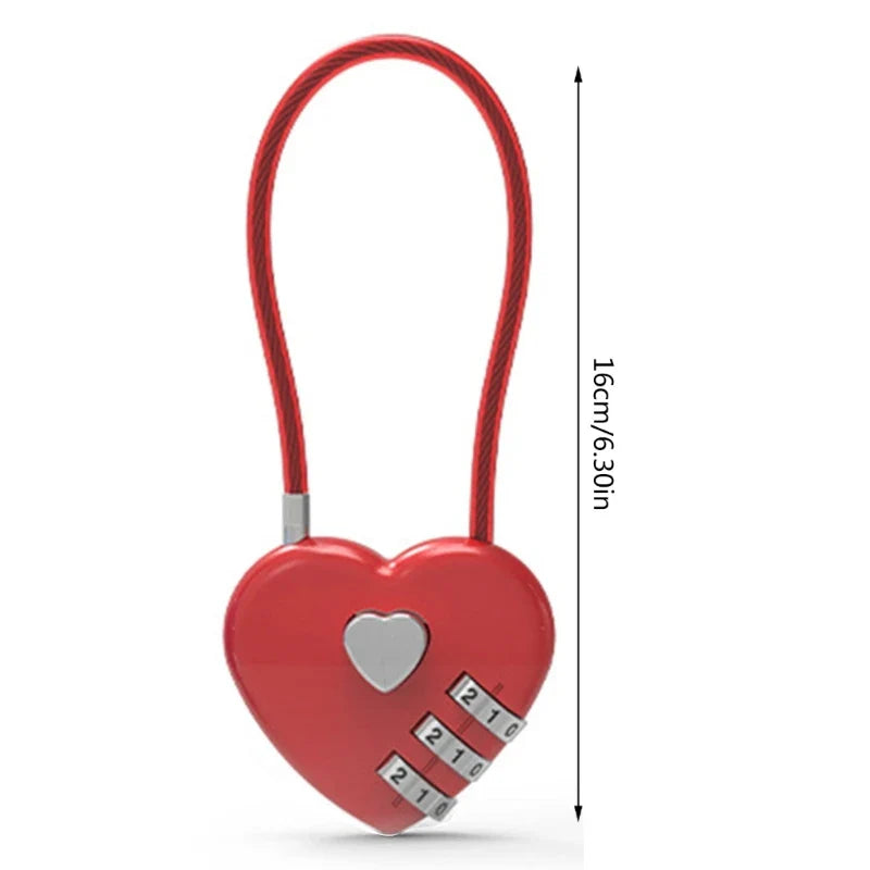 Zinc Alloy Mini Heart-Shaped Password Padlock – Wire Rope Travel Luggage and Package Lock (L9BE)