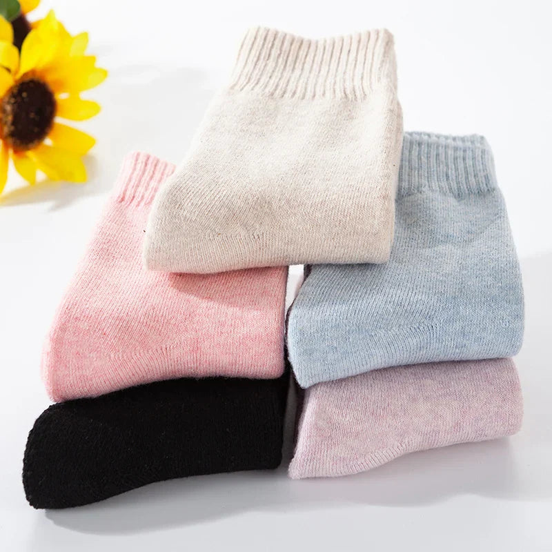 Winter Warm Wool Socks for Women - Thick Plush Solid Color, Soft Thermal Sleep Socks for Christmas and Cold Weather