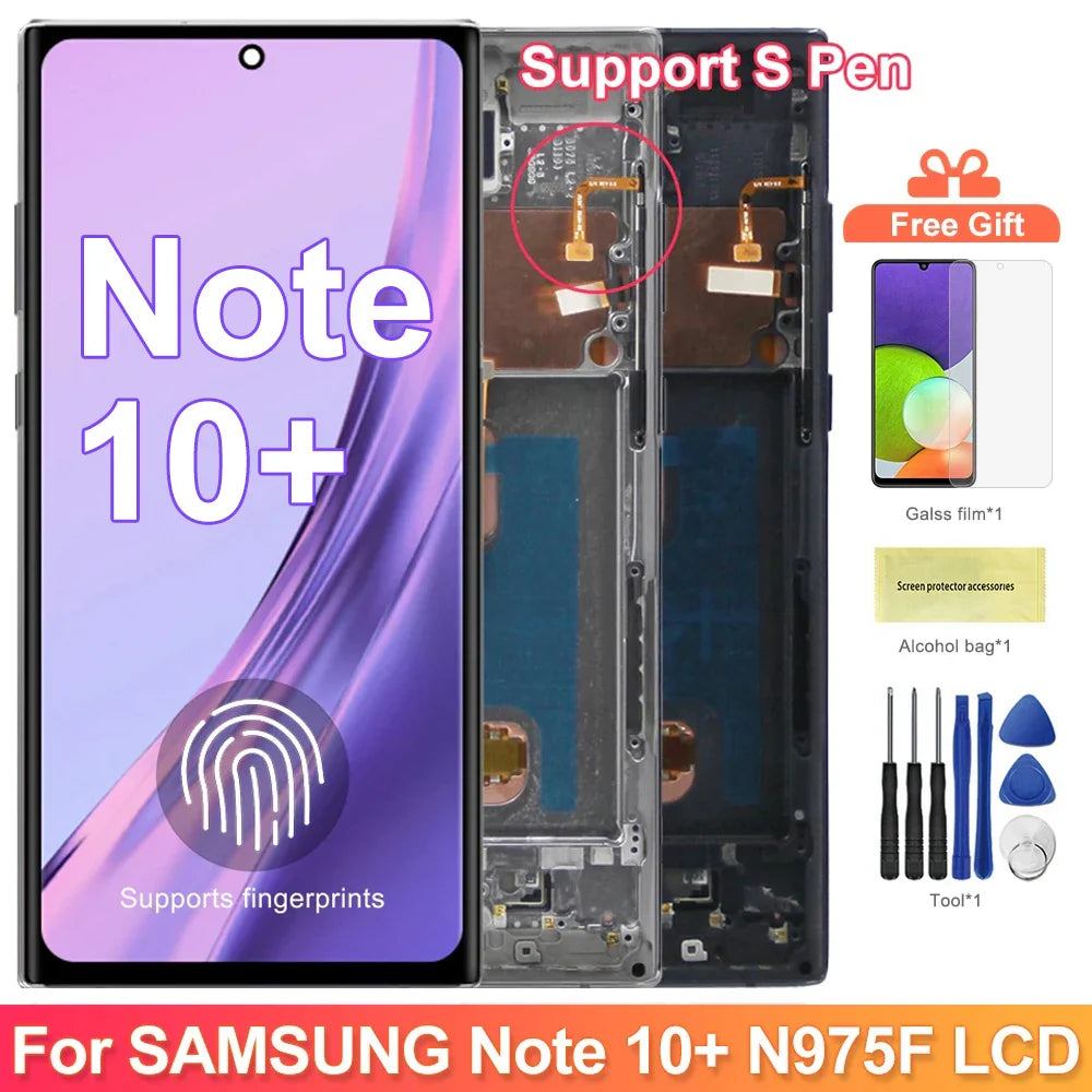 AMOLED Screen for Samsung Galaxy Note10+ (N975F) — LCD Touch Display with Frame, S Pen & Fingerprint Support