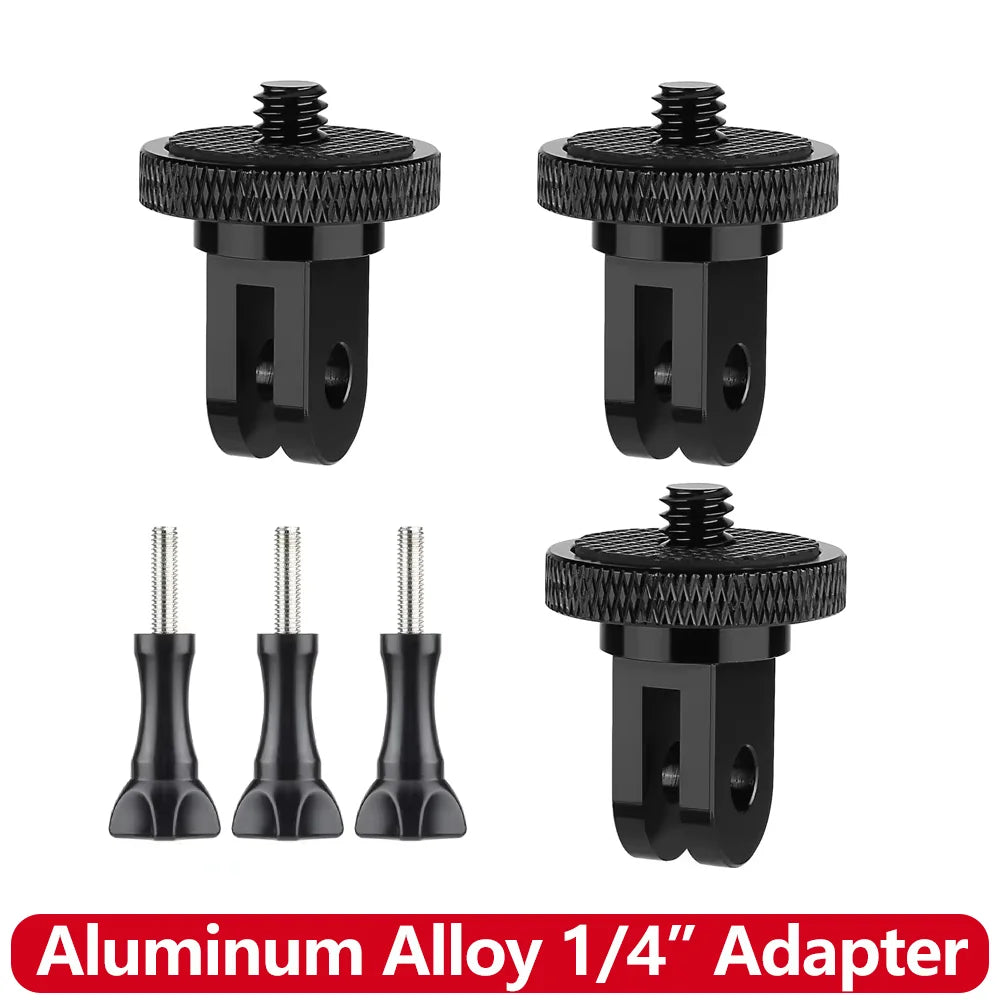 Aluminum Alloy 1/4" Conversion Mount Adapter – Compatible with GoPro Hero 9–13, Insta360, SJCAM, AKASO & DJI Osmo Action Cameras
