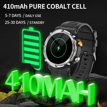 Military Smart Watch 1.39” HD – 5ATM Waterproof Rugged Bluetooth Watch for Men, Compatible with Xiaomi and Huawei
