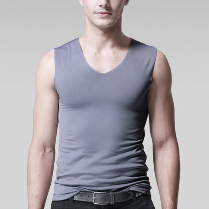 Men’s Silk Tank Top – Seamless Sleeveless Sport Vest, Plain Casual Summer Undershirt for Gym & Everyday Wear