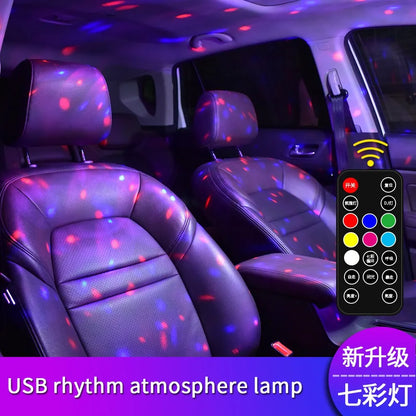 LED Car Atmosphere Lamp - Wireless Voice Control Roof Star Light, USB Charging Auto Interior Decorative Ambient Party Lights